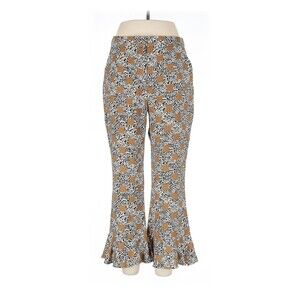 Topshop Leopard Spot Frill Trousers High Waist Crop Pants Ruffle Hem Boho Sz 10